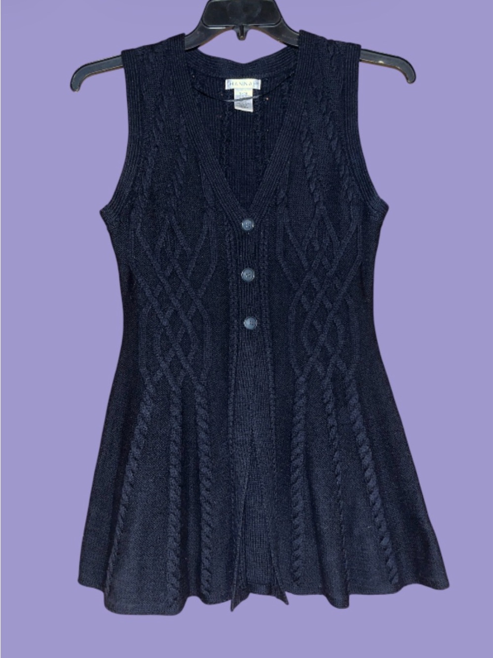 Hannah Black Cable Knit Vest